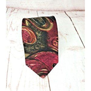 John Henry Imported %100 Silk Burgundy Brown U.S.A Made Designer Tie